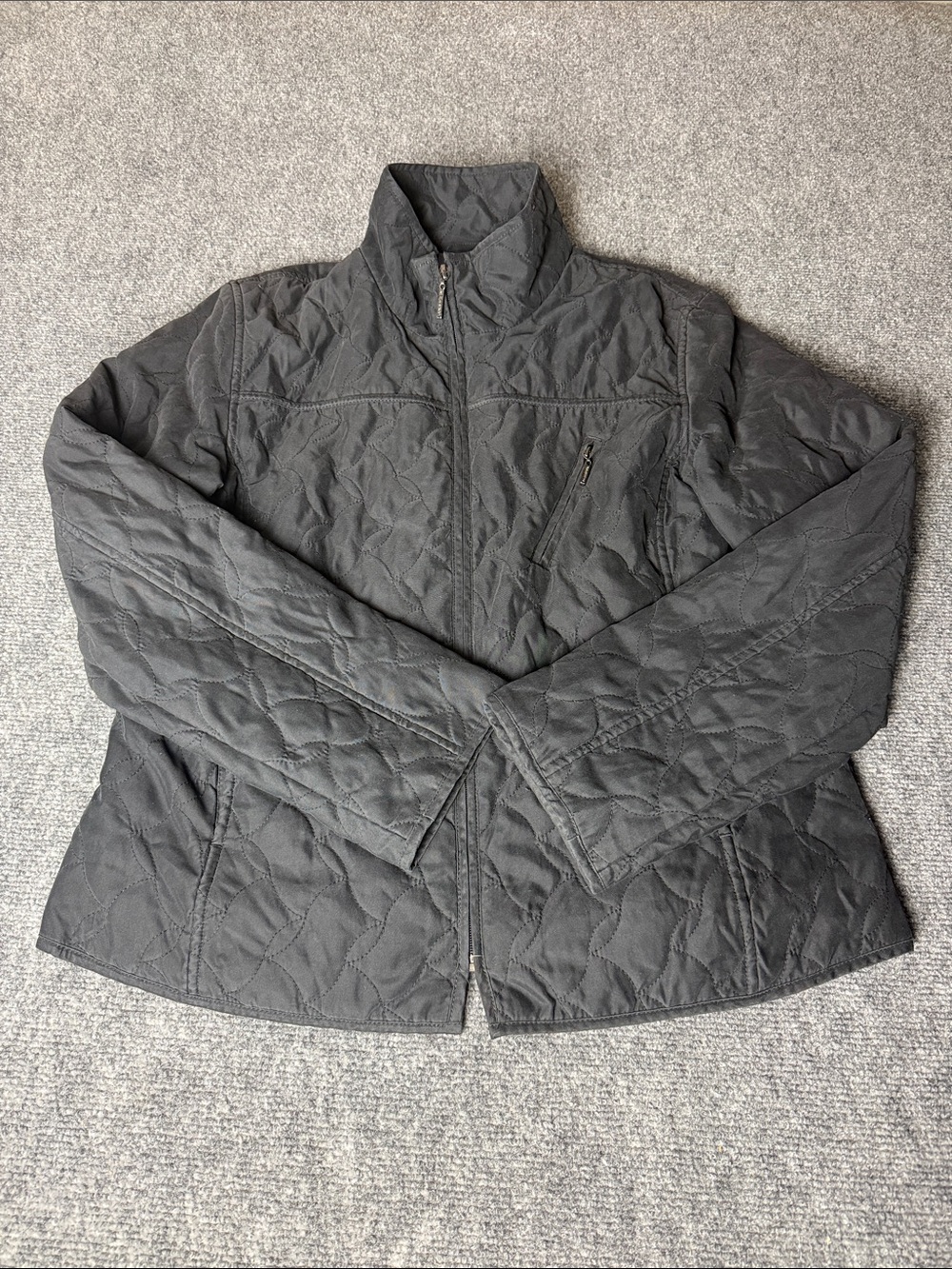 Weatherproof Quilted Black Utility Jacket with Stand Collar